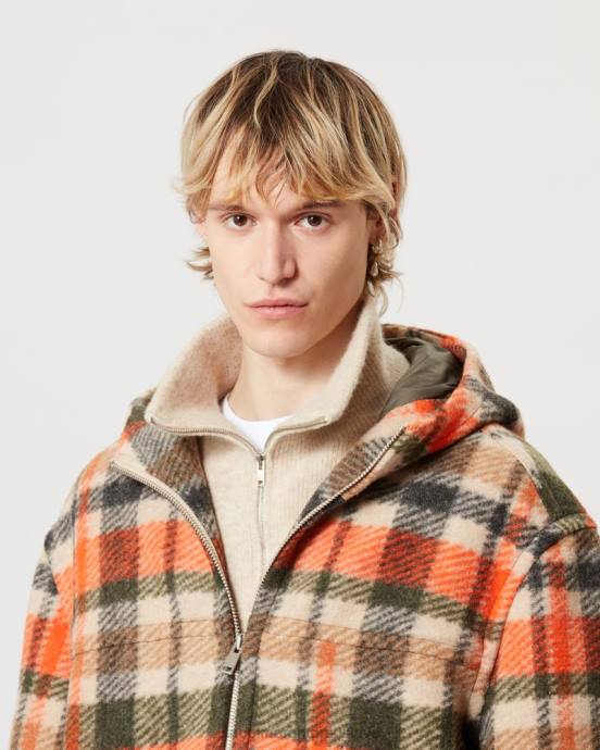 Isabel Marant muži kurt kabát V6XH1268 oblečenie ecru/oranžová