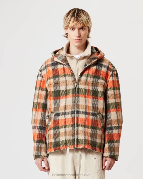 Isabel Marant muži kurt kabát V6XH1268 oblečenie ecru/oranžová