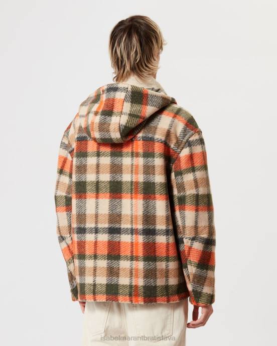 Isabel Marant muži kurt kabát V6XH1268 oblečenie ecru/oranžová