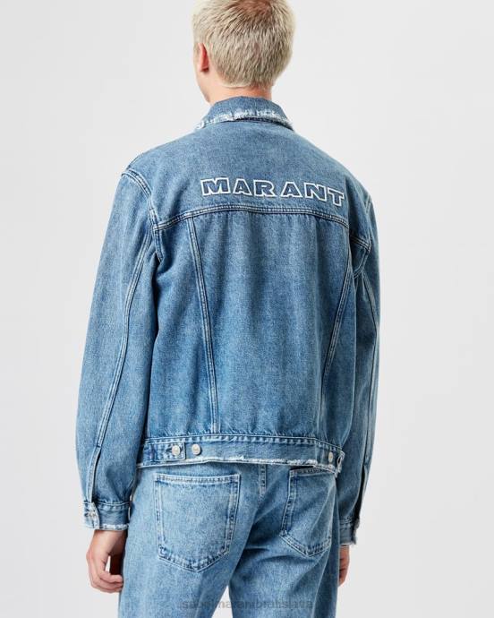 Isabel Marant muži vyšívaná džínsová bunda jango V6XH1274 oblečenie Modrá