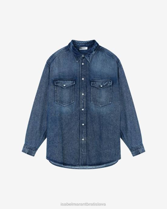 Isabel Marant muži tailly tekutá džínsová košeľa V6XH1355 oblečenie Modrá