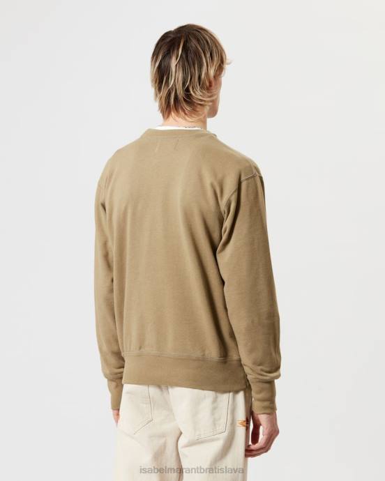 Isabel Marant muži Bavlnená mikina s logom mike V6XH1318 oblečenie kaki/ecru