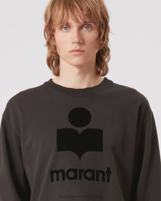Isabel Marant muži Bavlnená mikina s logom mikoy V6XH1308 oblečenie vyblednutá čierna