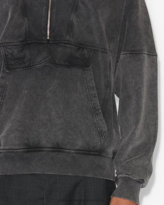 Isabel Marant muži mikina preston V6XH1349 oblečenie vyblednutá čierna