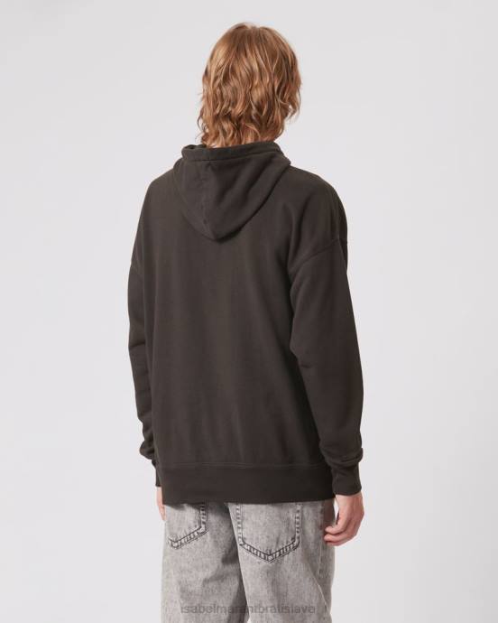 Isabel Marant muži mikina s kapucňou s logom malek V6XH1319 oblečenie vyblednutá čierna