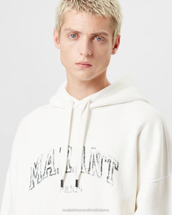 Isabel Marant muži mikina s kapucňou s logom miley V6XH1331 oblečenie biely