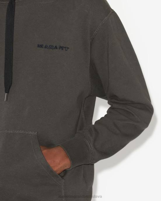 Isabel Marant muži mikina s logom marcello V6XH1325 oblečenie vyblednutá čierna