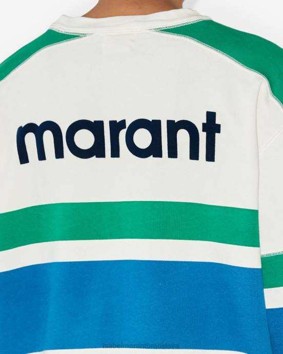 Isabel Marant muži mikina s logom meyoan V6XH1347 oblečenie ecru/modrá