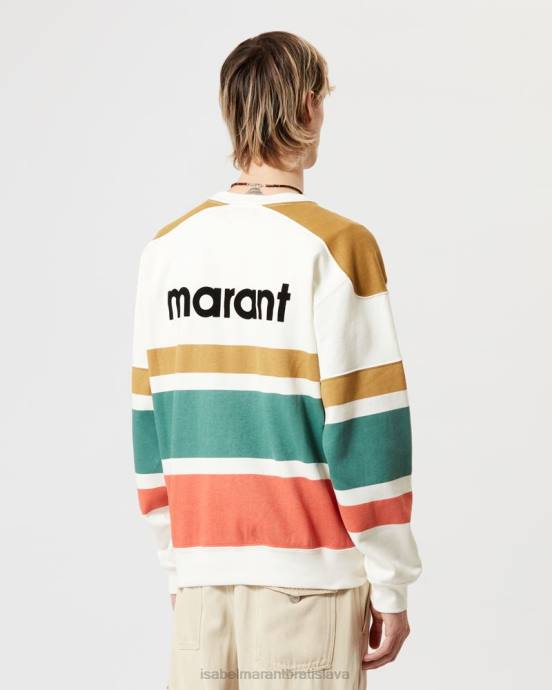 Isabel Marant muži mikina s pruhovaným logom meyoan V6XH1333 oblečenie kaki
