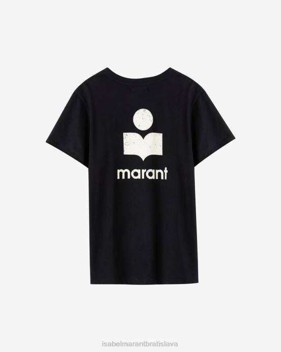 Isabel Marant muži Bavlnené tričko s logom zafferh V6XH1284 oblečenie čierna/ecru