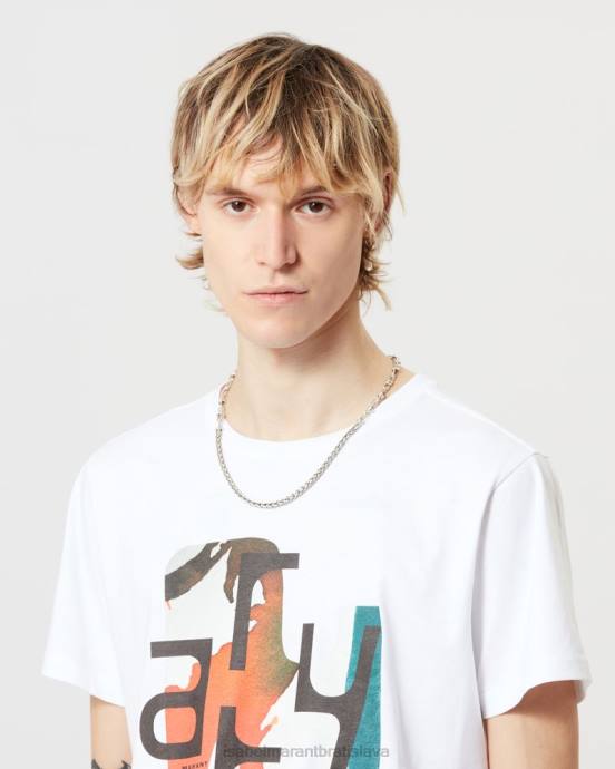 Isabel Marant muži Bavlnené tričko s logom zafferh V6XH1298 oblečenie biely