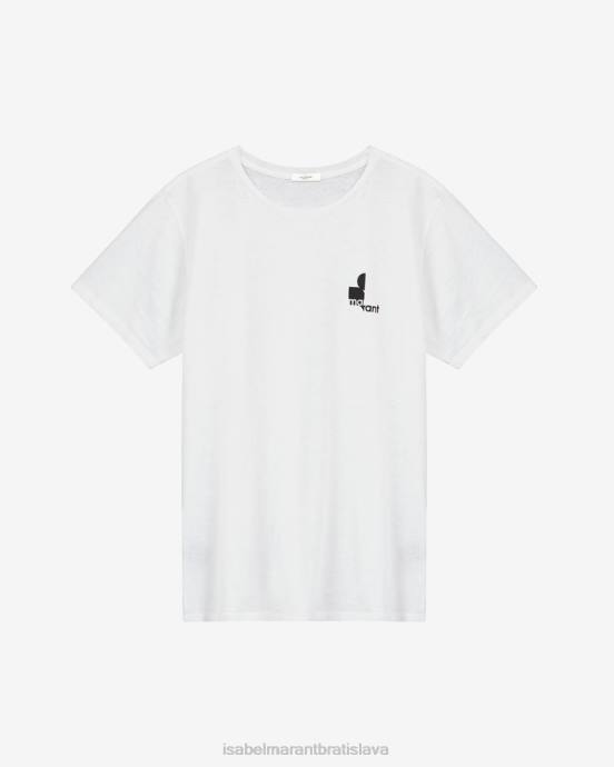 Isabel Marant muži Bavlnené tričko s logom zafferh V6XH1301 oblečenie biely