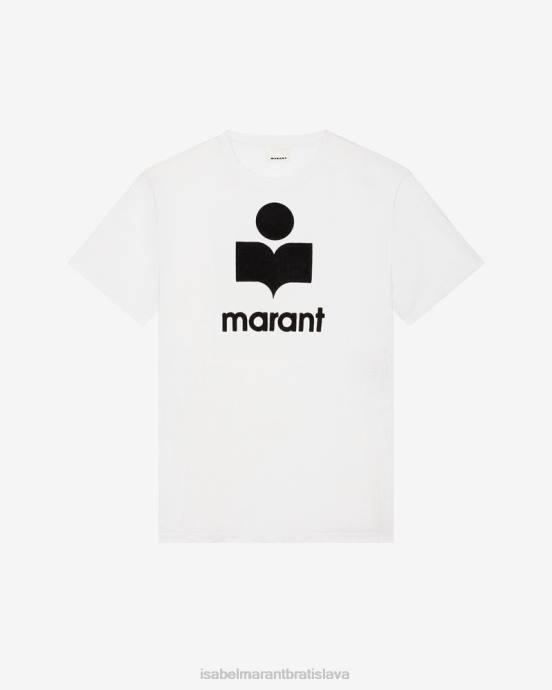 Isabel Marant muži ľanové tričko s logom karman V6XH1289 oblečenie biely