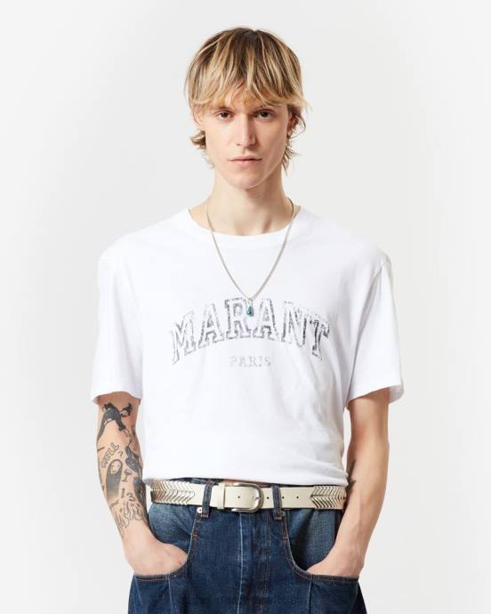 Isabel Marant muži tričko honore ''marant'' V6XH1295 oblečenie biely