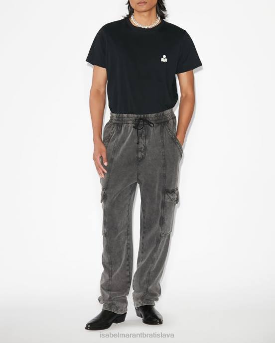 Isabel Marant muži tričko s logom zafferh V6XH1304 oblečenie čierna/ecru