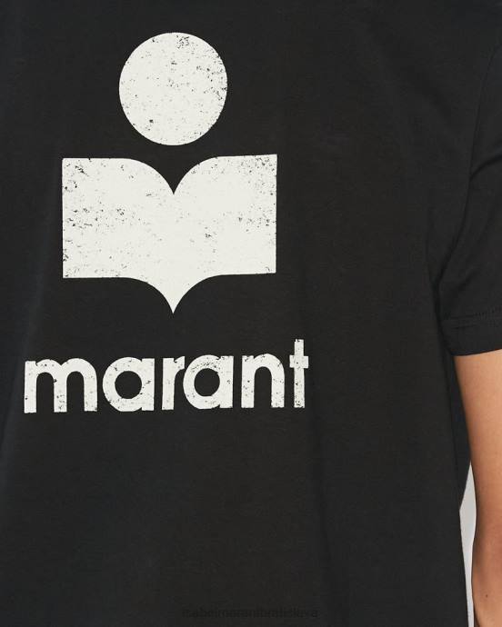 Isabel Marant muži tričko s logom zafferh V6XH1304 oblečenie čierna/ecru
