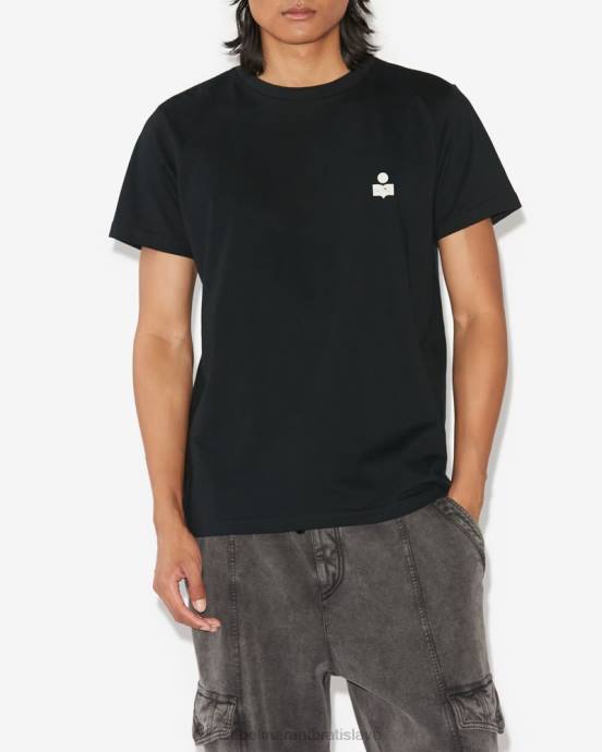 Isabel Marant muži tričko s logom zafferh V6XH1304 oblečenie čierna/ecru