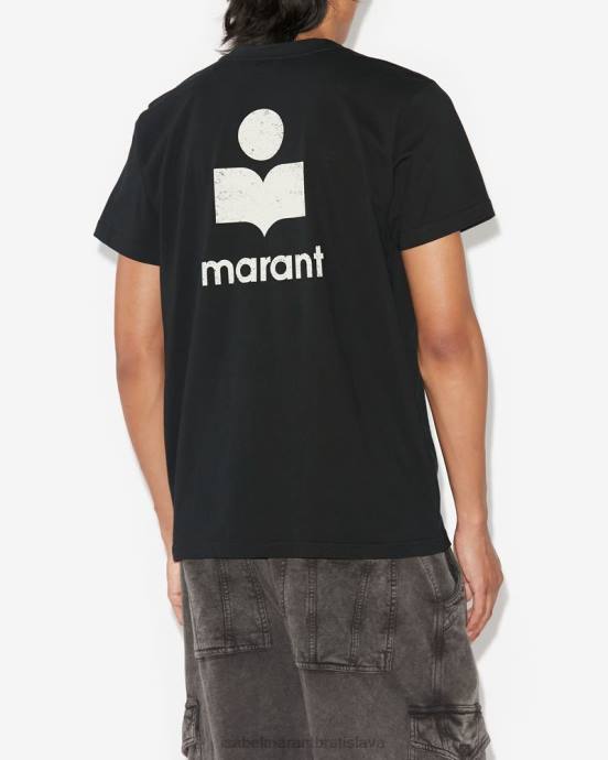 Isabel Marant muži tričko s logom zafferh V6XH1304 oblečenie čierna/ecru
