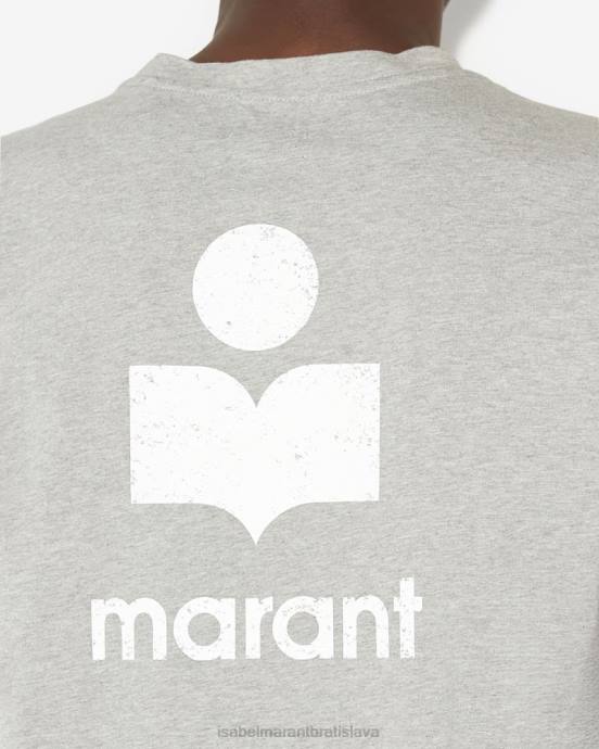 Isabel Marant muži tričko s logom zafferh V6XH1307 oblečenie ecru/šedá
