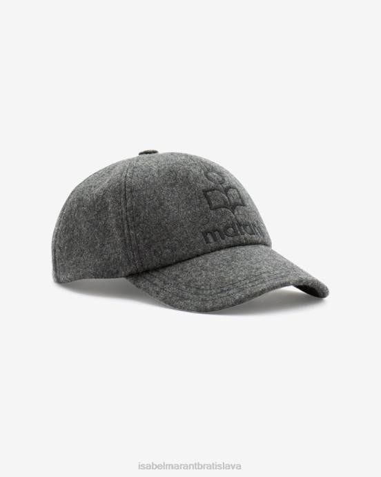 Isabel Marant unisex Vlnená baseballová čiapka s logom tyron V6XH1055 príslušenstvo sivá