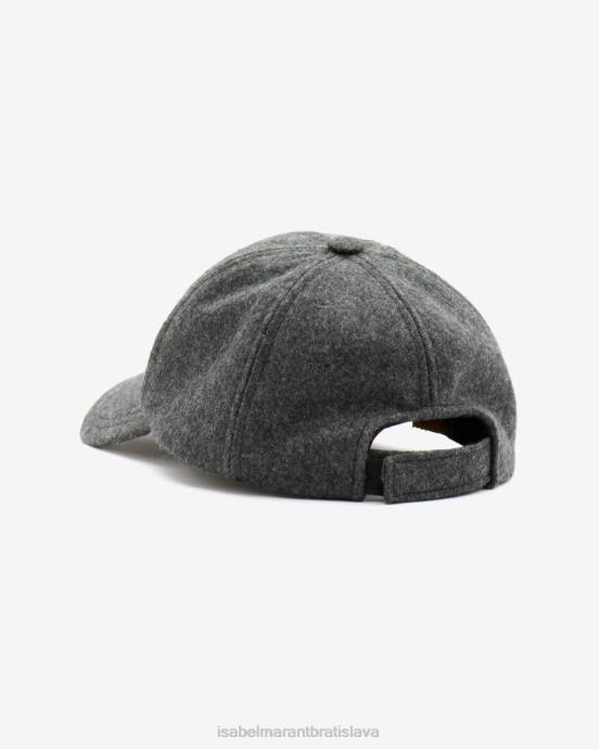 Isabel Marant unisex Vlnená baseballová čiapka s logom tyron V6XH1055 príslušenstvo sivá