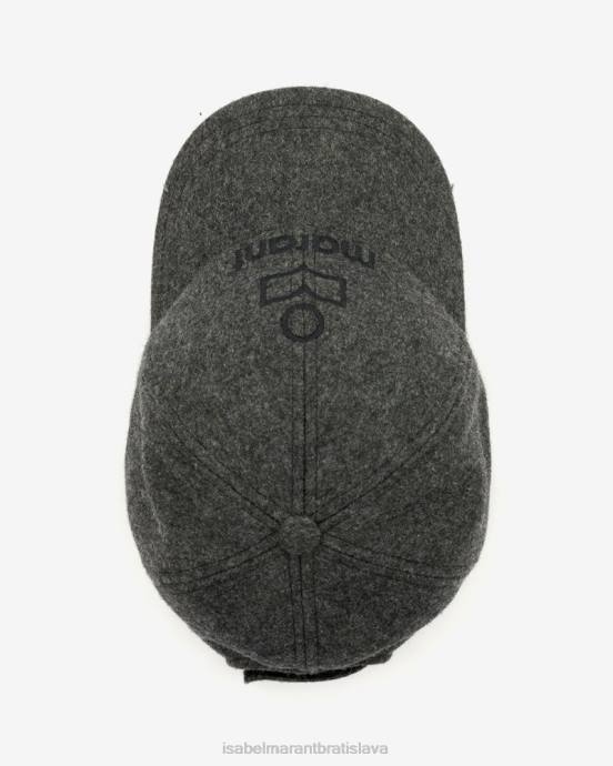 Isabel Marant unisex Vlnená baseballová čiapka s logom tyron V6XH1055 príslušenstvo sivá