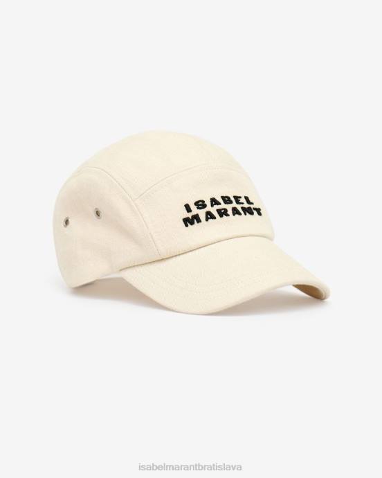 Isabel Marant unisex baseballová čiapka s logom tedji V6XH1063 príslušenstvo ecru/čierna
