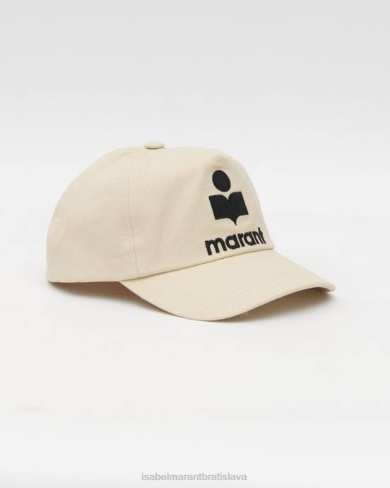 Isabel Marant unisex čiapka s logom tyron V6XH1052 príslušenstvo ecru/čierna