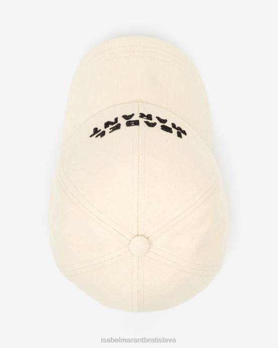 Isabel Marant unisex čiapka s logom tyron V6XH1064 príslušenstvo ecru/čierna