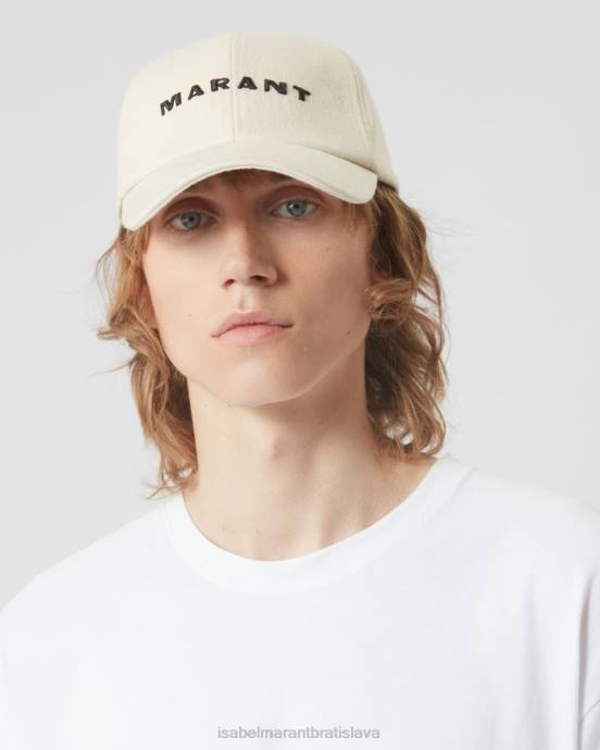 Isabel Marant unisex čiapka s logom tyron V6XH1065 príslušenstvo ecru/čierna