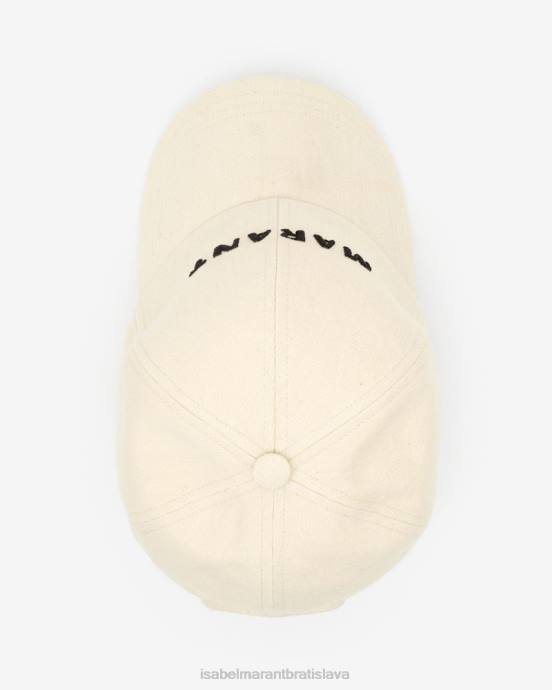 Isabel Marant unisex čiapka s logom tyron V6XH1065 príslušenstvo ecru/čierna