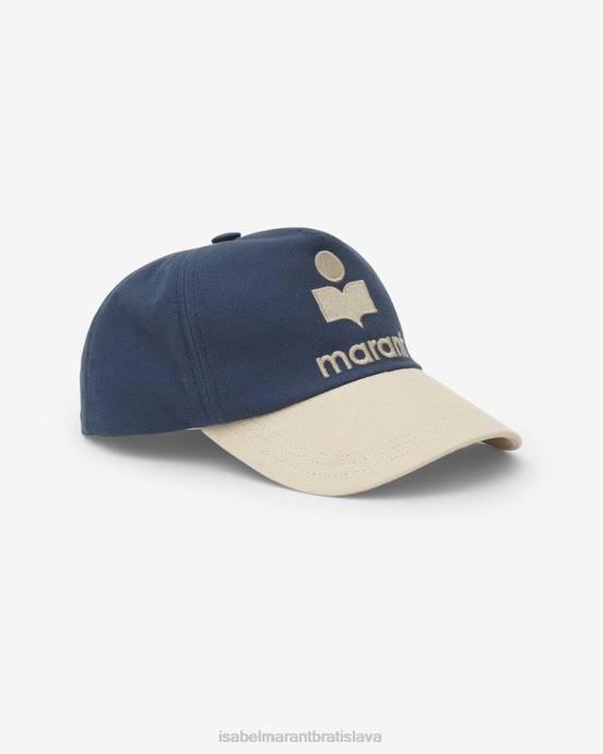 Isabel Marant unisex čiapka s logom tyron V6XH1092 príslušenstvo modrá/ecru