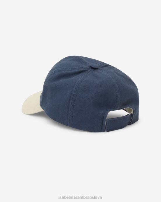 Isabel Marant unisex čiapka s logom tyron V6XH1092 príslušenstvo modrá/ecru