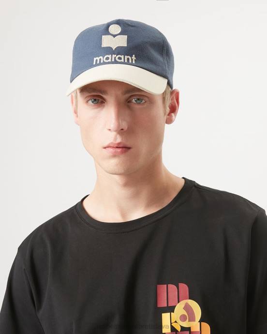 Isabel Marant unisex čiapka s logom tyron V6XH1092 príslušenstvo modrá/ecru