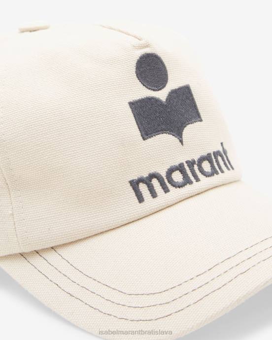 Isabel Marant unisex čiapka s logom tyronyh V6XH1051 príslušenstvo ecru/čierna