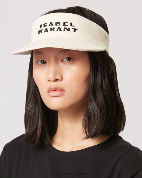 Isabel Marant unisex čiapka s logom tyry V6XH1066 príslušenstvo ecru/čierna