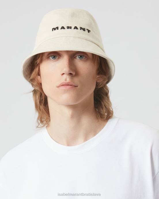 Isabel Marant unisex klobúk s logom Haley V6XH1067 príslušenstvo ecru/čierna