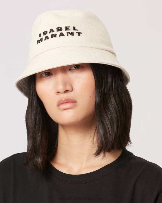 Isabel Marant unisex klobúk s logom Haley V6XH1068 príslušenstvo ecru/čierna