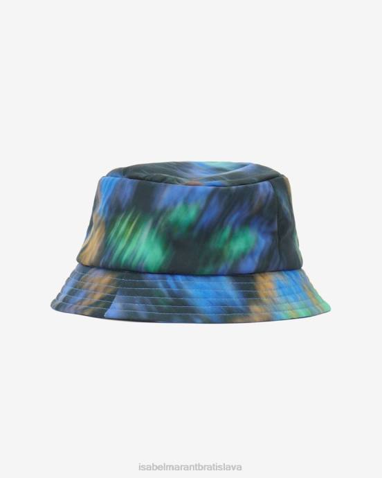 Isabel Marant unisex klobúk s logom Haley V6XH1088 príslušenstvo modro zelená
