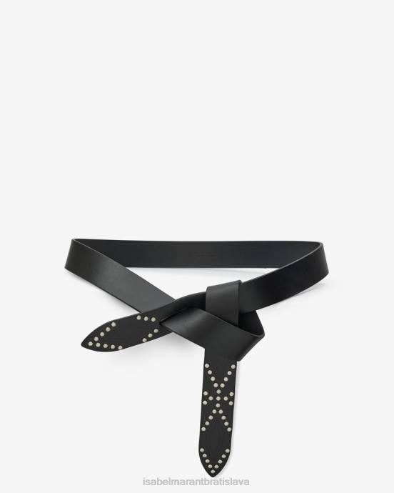 Isabel Marant unisex kožený opasok lecce V6XH1096 príslušenstvo čierna/strieborná