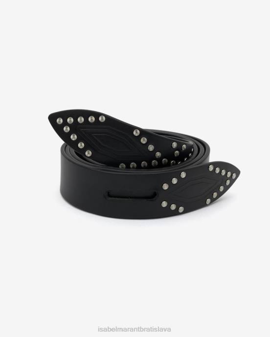 Isabel Marant unisex kožený opasok lecce V6XH1096 príslušenstvo čierna/strieborná