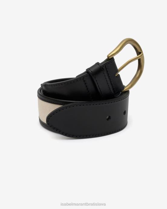Isabel Marant unisex kožený opasok zaf V6XH1119 príslušenstvo ecru/čierna