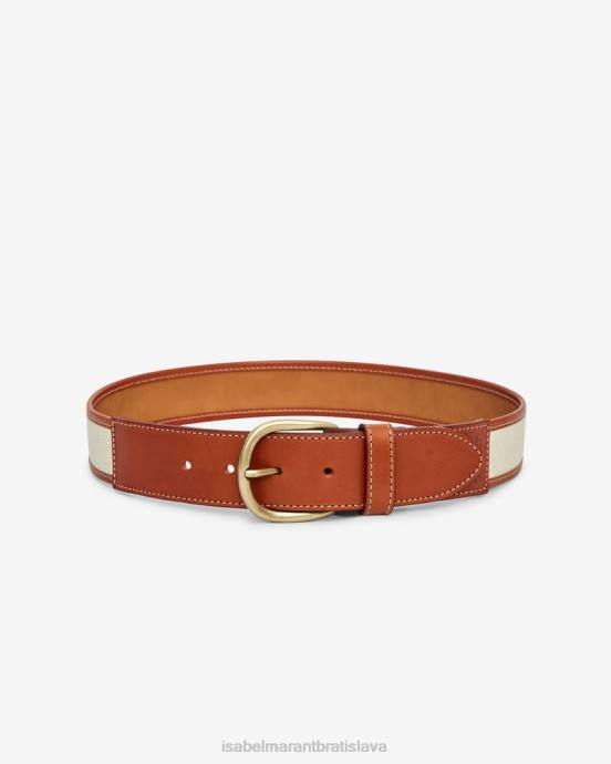 Isabel Marant unisex kožený opasok zaf V6XH1120 príslušenstvo ecru/koňak