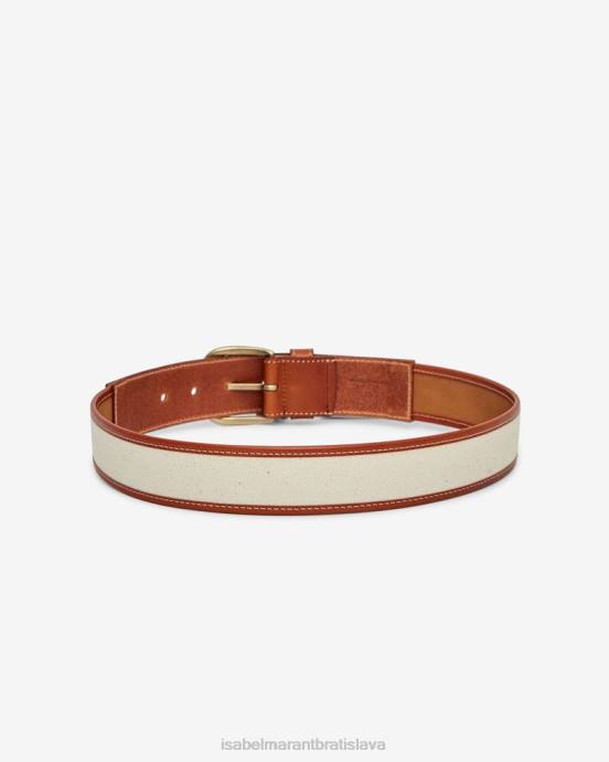 Isabel Marant unisex kožený opasok zaf V6XH1120 príslušenstvo ecru/koňak