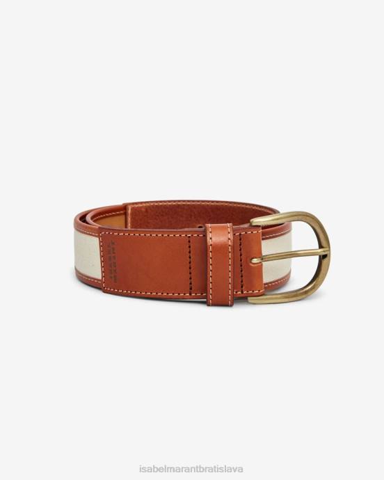 Isabel Marant unisex kožený opasok zaf V6XH1120 príslušenstvo ecru/koňak