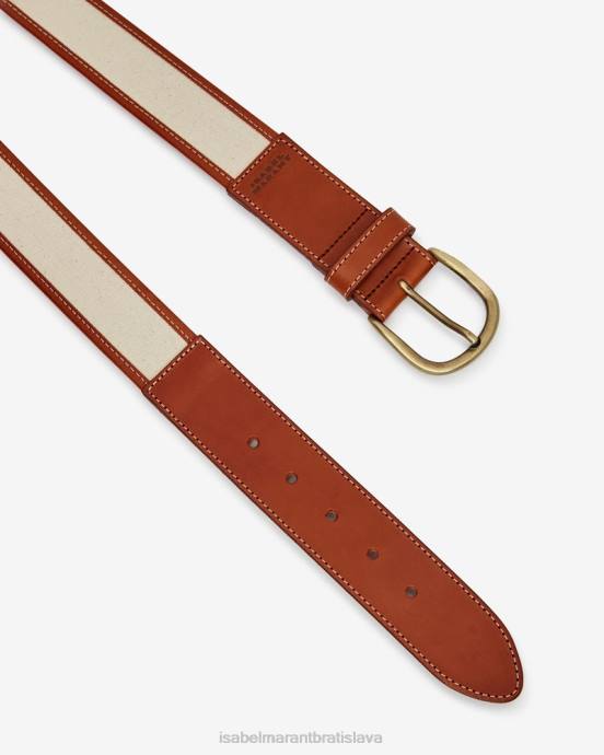 Isabel Marant unisex kožený opasok zaf V6XH1120 príslušenstvo ecru/koňak