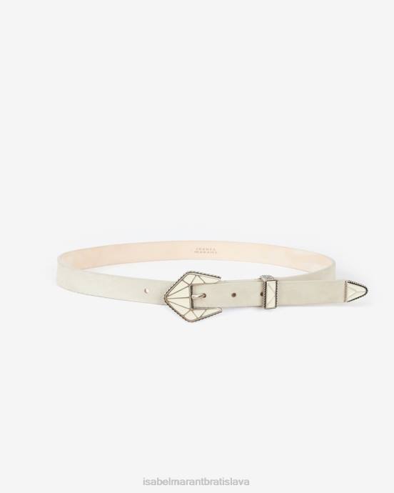 Isabel Marant unisex koralínový semišový pás V6XH1127 príslušenstvo ecru/striebro