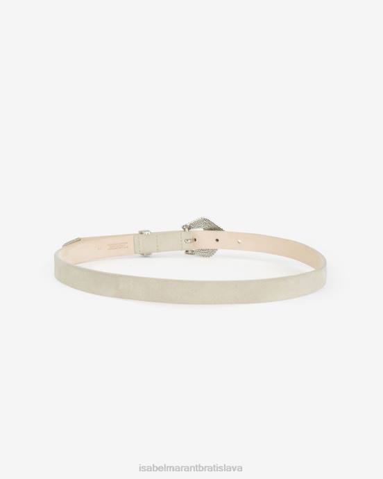 Isabel Marant unisex koralínový semišový pás V6XH1127 príslušenstvo ecru/striebro