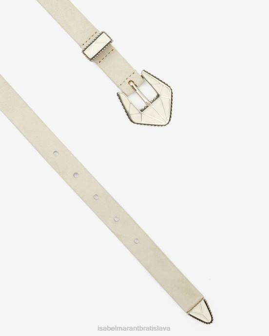 Isabel Marant unisex koralínový semišový pás V6XH1127 príslušenstvo ecru/striebro