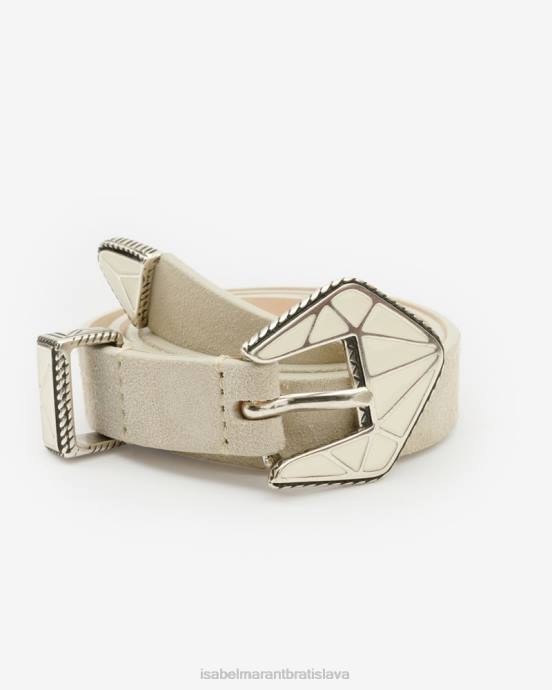Isabel Marant unisex koralínový semišový pás V6XH1127 príslušenstvo ecru/striebro